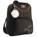 Mochila Feminina Fashion em Courino com Chaveiro Pompom