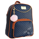 Mochila Feminina Fashion em Courino com Chaveiro Pompom