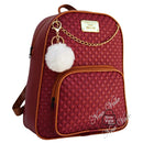Mochila Feminina Fashion em Courino com Chaveiro Pompom