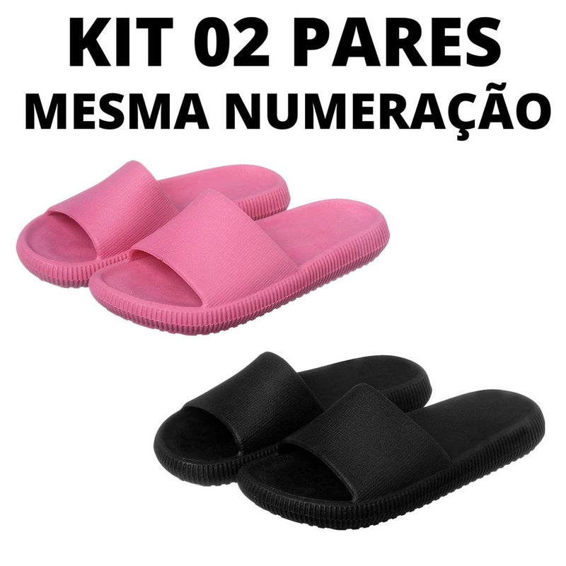 Kit 2 Pares Chinelo Feminino Slide Nuvem Anatômico Confortável