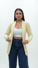 Blazer Feminino Neoprene Alongado com Botões Manga Longa
