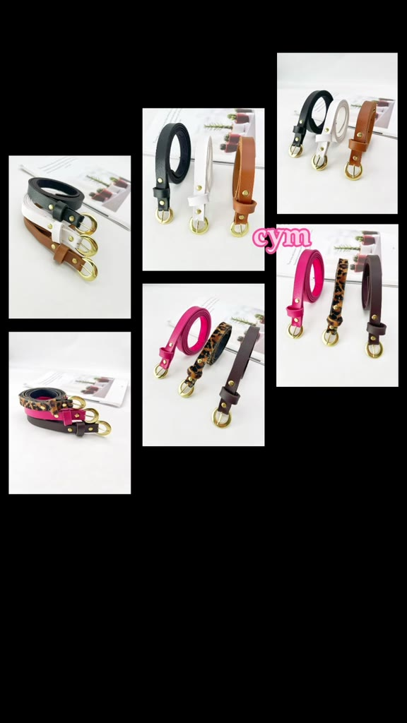 Kit 3 Cintos Femininos TrioStyle™ Finos com Fivela Dourada