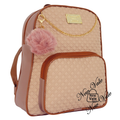 Mochila Feminina Fashion em Courino com Chaveiro Pompom