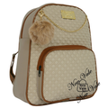 Mochila Feminina Fashion em Courino com Chaveiro Pompom