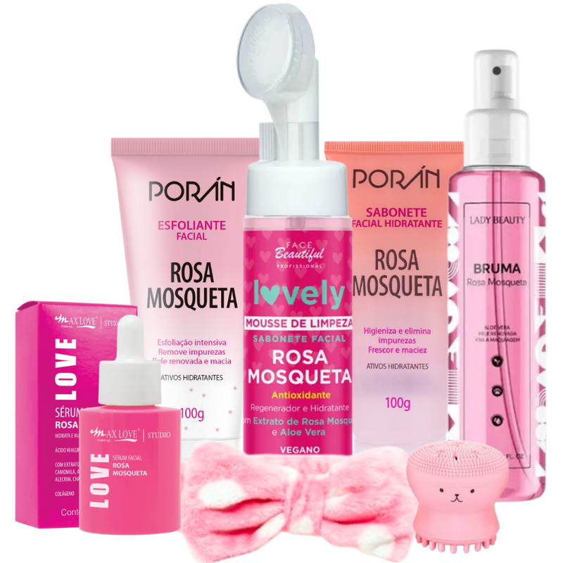 Kit Skincare Rosa Mosqueta Completo — Limpeza e Cuidados Faciais