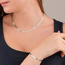 Conjunto Colar e Pulseira GoldenFlow™ Malha Laminada Dourada