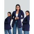 Blazer Feminino Neoprene Alongado com Botões Manga Longa