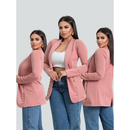 Blazer Feminino Neoprene Alongado com Botões Manga Longa