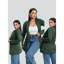 Blazer Feminino Neoprene Alongado com Botões Manga Longa