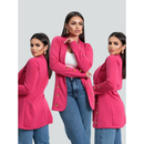 Blazer Feminino Neoprene Alongado com Botões Manga Longa