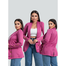 Blazer Feminino Neoprene Alongado com Botões Manga Longa