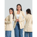 Blazer Feminino Neoprene Alongado com Botões Manga Longa