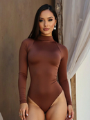 Body Feminino Manga Longa Gola Alta em Suplex
