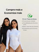 Body Feminino Manga Longa Gola Alta em Suplex
