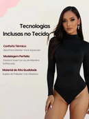 Body Feminino Manga Longa Gola Alta em Suplex
