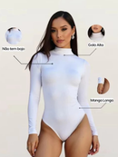 Body Feminino Manga Longa Gola Alta em Suplex
