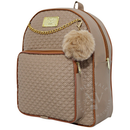Mochila Feminina Fashion em Courino com Chaveiro Pompom