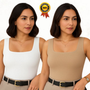 Kit 2 Regatas Femininas Decote Quadrado Suplex Básicas

