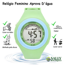 Relógio Feminino Digital com LED, Alarme e Cronômetro