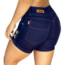 Short Jeans Feminino Cintura Alta com Lycra e Ilhós Lateral

