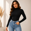 Body Feminino Manga Longa Gola Alta em Suplex