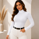 Body Feminino Manga Longa Gola Alta em Suplex