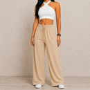 Calça Pantalona Feminina Duna Cintura Alta com Bolso e Laço
