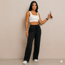 Calça Pantalona Feminina Duna Cintura Alta com Bolso e Laço