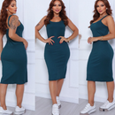 Vestido Midi Canelado Feminino — Conforto e Elegância