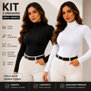 Body Feminino Manga Longa Gola Alta em Suplex