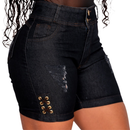 Short Jeans Feminino Cintura Alta com Lycra e Ilhós Lateral