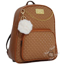 Mochila Feminina Fashion em Courino com Chaveiro Pompom