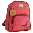 Mochila Feminina Fashion em Courino com Chaveiro Pompom