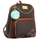 Mochila Feminina Fashion em Courino com Chaveiro Pompom