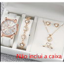 Conjunto Relógio Feminino Quartz + Joia Floral