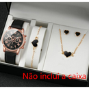 Conjunto Relógio Feminino Quartz + Joia Floral