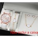 Conjunto Relógio Feminino Quartz + Joia Floral