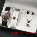 Conjunto Relógio Feminino Quartz + Joia Floral