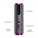 Modelador de Cabelo Automático Sem Fio com Bateria Recarregável e Display LED
