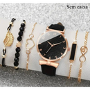 Conjunto Relógio Feminino Quartz + Joia Floral