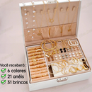 Kit de Joias Femininas Douradas com Colares, Anéis e Brincos
